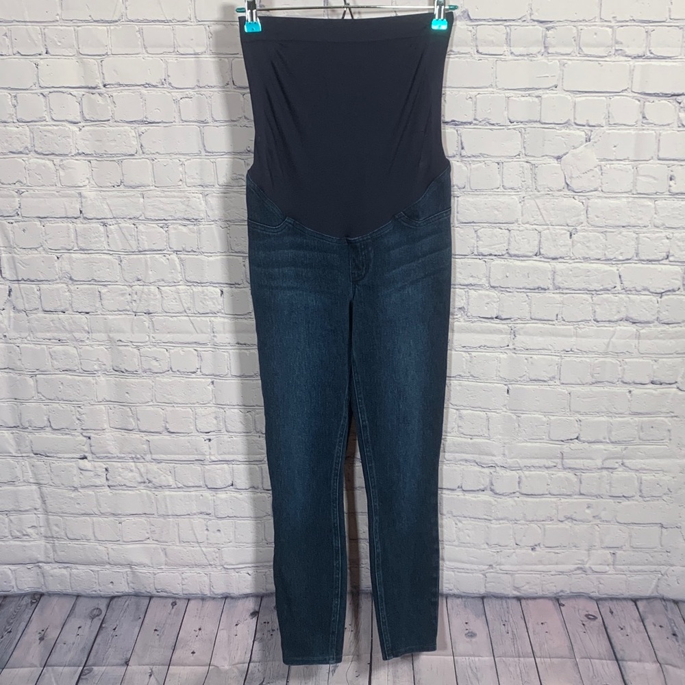Spanx Womens Mama Maternity Jeans Ankle Dark Wash Size M Preppy Skinny